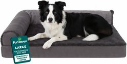 FurHaven Plush Deluxe Chaise Orthopedic Cat & Dog Bed with Removable Cover, Platinum Gray, Large