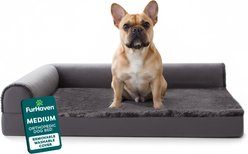 FurHaven Plush Deluxe Chaise Orthopedic Cat & Dog Bed with Removable Cover, Platinum Gray, Medium