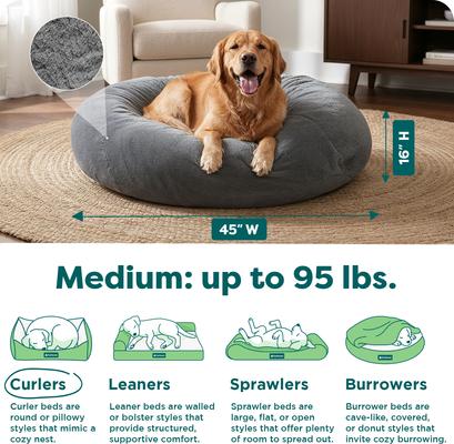 Show full view: FurHaven Plush Ball Pillow Dog Bed with Removable Cover, Gray Mist, X-Large slide 3 of 12