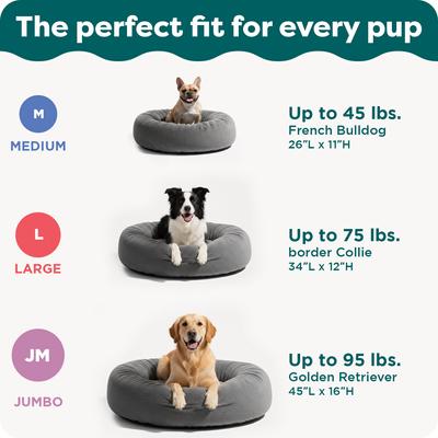 Show full view: FurHaven Plush Ball Pillow Dog Bed with Removable Cover, Gray Mist, Large slide 6 of 12