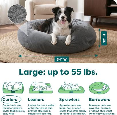 Show full view: FurHaven Plush Ball Pillow Dog Bed with Removable Cover, Gray Mist, Large slide 3 of 12