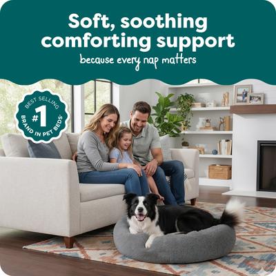 Show full view: FurHaven Plush Ball Pillow Dog Bed with Removable Cover, Gray Mist, Large slide 2 of 12