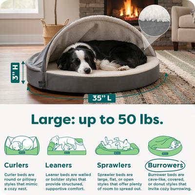 Show full view: FurHaven Faux Sheepskin Snuggery Orthopedic Cat & Dog Bed with Removable Cover, Gray, 35-in slide 3 of 10