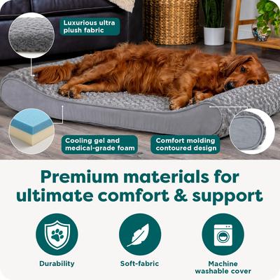 Show full view: FurHaven Ultra Plush Luxe Lounger Cooling Gel Dog Bed with Removable Cover, Gray, Jumbo slide 5 of 9