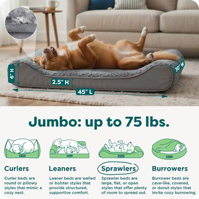 Show full view: FurHaven Ultra Plush Luxe Lounger Cooling Gel Dog Bed with Removable Cover, Gray, Jumbo slide 3 of 9