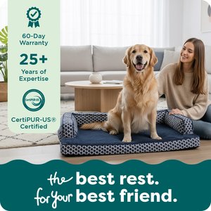 FurHaven Comfy Couch Orthopedic Bolster Dog Bed with Removable Cover, Diamond Gray, Jumbo