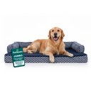 FurHaven Comfy Couch Orthopedic Bolster Dog Bed with Removable Cover, Diamond Blue, Jumbo