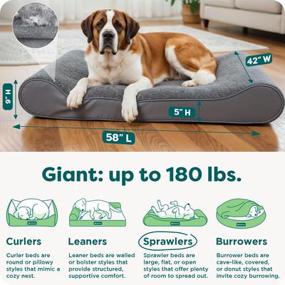 Show full view: FurHaven Ultra Plush Luxe Lounger Orthopedic Cat & Dog Bed with Removable Cover, Gray, Giant slide 3 of 10