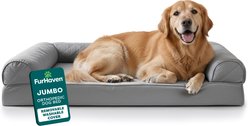 FurHaven Quilted Orthopedic Sofa Cat & Dog Bed with Removable Cover, Jumbo, Silver Gray