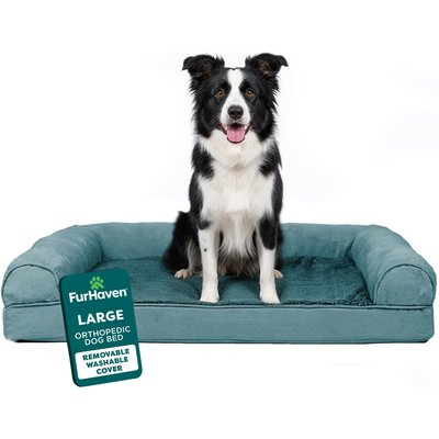 FurHaven FurHaven Plush & Suede Orthopedic Sofa Cat & Dog Bed, Deep Pool, Large