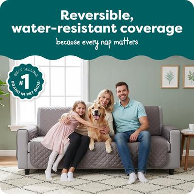 Show full view: FurHaven Water-Resistant Reversible Furniture Protector, Gray/Mist, Sofa slide 2 of 11