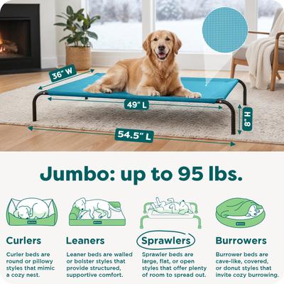 Show full view: FurHaven Elevated Dog & Cat Bed, Capri Blue, X-Large slide 3 of 9