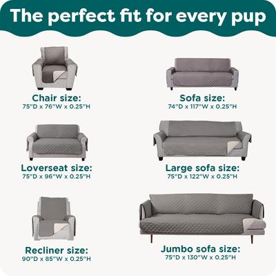 Show full view: FurHaven Water-Resistant Reversible Furniture Protector, Gray/Mist, Sofa slide 6 of 11