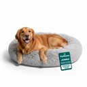 FurHaven Calming Cuddler Long Fur Donut Bolster Dog Bed, Mist Gray, Jumbo