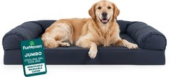 FurHaven Quilted Cooling Gel Bolster Cat & Dog Bed with Removable Cover, Iron Gray, Jumbo