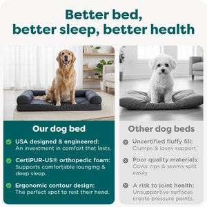 FurHaven Quilted Orthopedic Sofa Cat & Dog Bed with Removable Cover, Iron Gray, Large