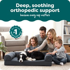 FurHaven Quilted Orthopedic Sofa Cat & Dog Bed with Removable Cover, Iron Gray, Large