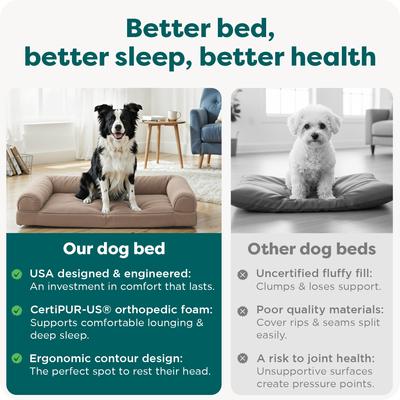 Show full view: FurHaven Plush & Suede Orthopedic Sofa Cat & Dog Bed, Almondine, Large slide 7 of 10