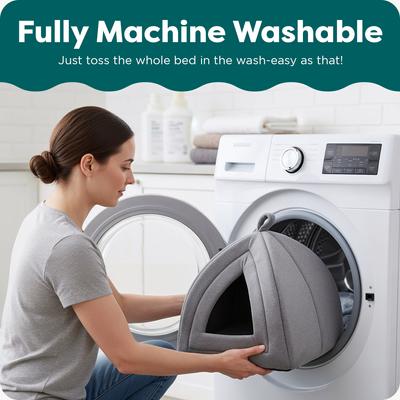 Show full view: FurHaven Calming Fleece Covered Dog & Cat Bed, Heather Gray slide 4 of 8