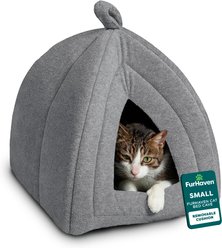 FurHaven Calming Fleece Covered Dog & Cat Bed, Heather Gray
