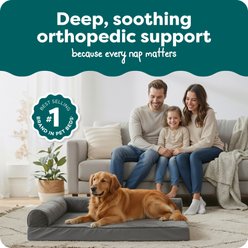 FurHaven Plush Deluxe Chaise Orthopedic Cat & Dog Bed with Removable Cover, Platinum Gray, Jumbo slide 2 of 8