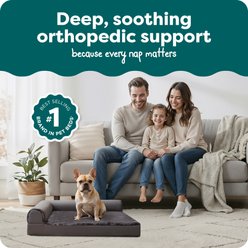 FurHaven Plush Deluxe Chaise Orthopedic Cat & Dog Bed with Removable Cover, Platinum Gray, Medium slide 2 of 8