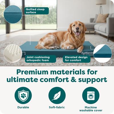 Show full view: FurHaven Deluxe Oxford Orthopedic Indoor/Outdoor Dog & Cat Bed with Removable Cover, Jumbo, Deep Lagoon slide 5 of 9
