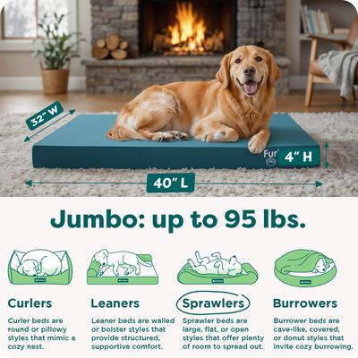Show full view: FurHaven Deluxe Oxford Orthopedic Indoor/Outdoor Dog & Cat Bed with Removable Cover, Jumbo, Deep Lagoon slide 3 of 9
