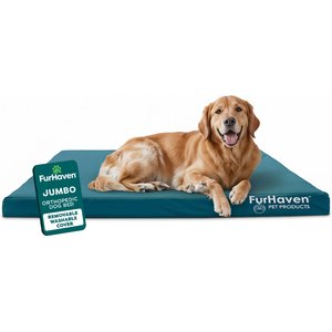 FurHaven Deluxe Oxford Orthopedic Indoor/Outdoor Dog & Cat Bed with Removable Cover, Jumbo, Deep Lagoon