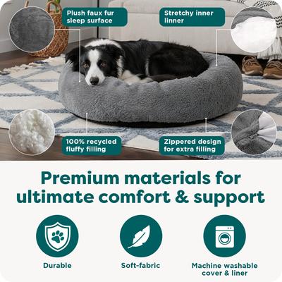 Show full view: FurHaven Plush Ball Pillow Dog Bed with Removable Cover, Gray Mist, Large slide 5 of 12