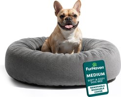 FurHaven Plush Ball Pillow Dog Bed with Removable Cover, Gray Mist, Medium slide 1 of 8