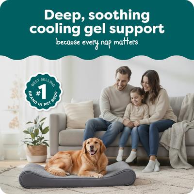 Show full view: FurHaven Ultra Plush Luxe Lounger Cooling Gel Dog Bed with Removable Cover, Gray, Jumbo slide 2 of 9
