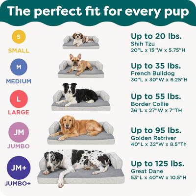 Show full view: FurHaven Comfy Couch Orthopedic Bolster Dog Bed with Removable Cover, Diamond Blue, Jumbo slide 6 of 10