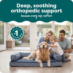 FurHaven Comfy Couch Orthopedic Bolster Dog Bed with Removable Cover, Diamond Blue, Jumbo slide 2 of 8