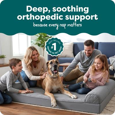 Show full view: FurHaven Quilted Orthopedic Sofa Cat & Dog Bed with Removable Cover, Silver Gray, Jumbo Plus slide 2 of 10