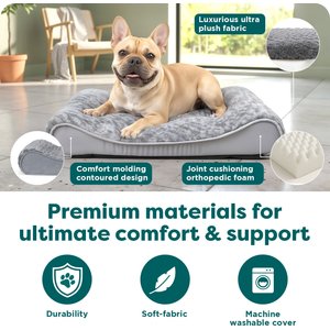 FurHaven Ultra Plush Luxe Lounger Orthopedic Cat & Dog Bed with Removable Cover, Gray, Medium