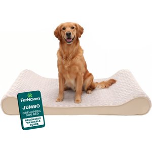 FurHaven Ultra Plush Luxe Lounger Orthopedic Cat & Dog Bed with Removable Cover, Cream, Jumbo