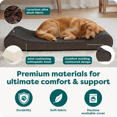Show full view: FurHaven Ultra Plush Luxe Lounger Orthopedic Cat & Dog Bed with Removable Cover, Chocolate, Jumbo slide 5 of 10