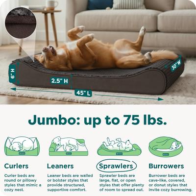 Show full view: FurHaven Ultra Plush Luxe Lounger Orthopedic Cat & Dog Bed with Removable Cover, Chocolate, Jumbo slide 3 of 10