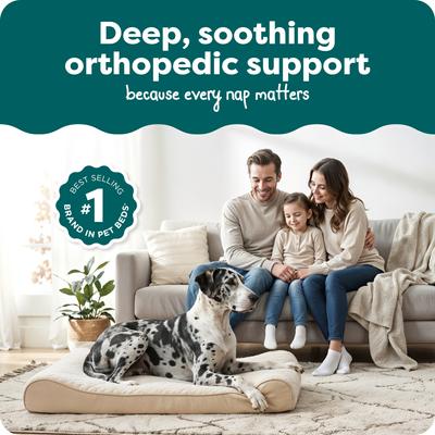 Show full view: FurHaven Ultra Plush Luxe Lounger Orthopedic Cat & Dog Bed with Removable Cover, Cream, Jumbo Plus slide 3 of 11