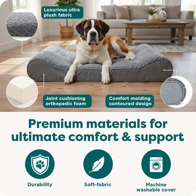 Show full view: FurHaven Ultra Plush Luxe Lounger Orthopedic Cat & Dog Bed with Removable Cover, Gray, Giant slide 5 of 10