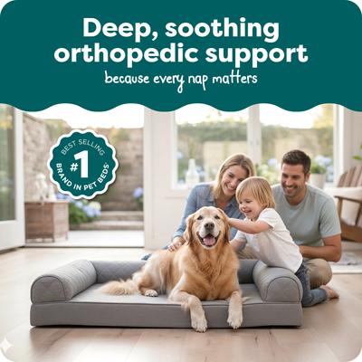 Show full view: FurHaven Quilted Orthopedic Sofa Cat & Dog Bed with Removable Cover, Jumbo, Silver Gray slide 3 of 11