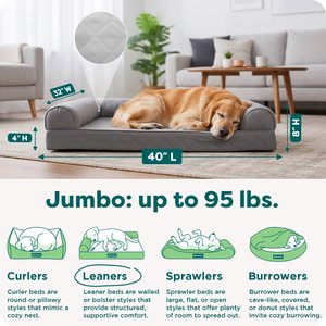 FurHaven Quilted Orthopedic Sofa Cat & Dog Bed with Removable Cover, Jumbo, Silver Gray