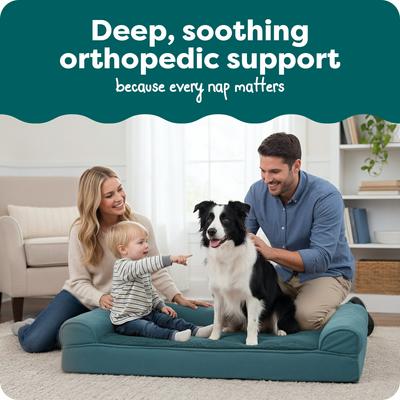 Show full view: FurHaven Plush & Suede Orthopedic Sofa Cat & Dog Bed, Deep Pool, Large slide 3 of 11