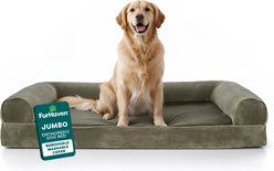 FurHaven Faux Fur Orthopedic Bolster Dog Bed with Removable Cover, Dark Sage, Jumbo