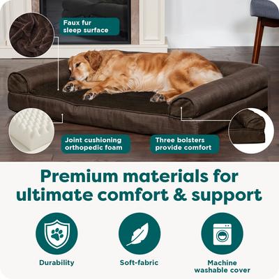 Show full view: FurHaven Plush & Suede Orthopedic Sofa Cat & Dog Bed, Espresso, Jumbo slide 5 of 10