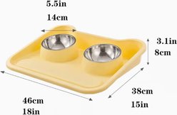 NonoPets Non-Slip Dual Bowl Set with Raised Base Cat Food & Water Feeder, Yellow slide 2 of 7
