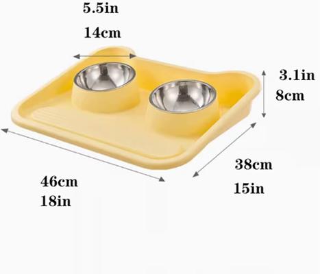 Show full view: NonoPets Non-Slip Dual Bowl Set with Raised Base Cat Food & Water Feeder, Yellow slide 4 of 8