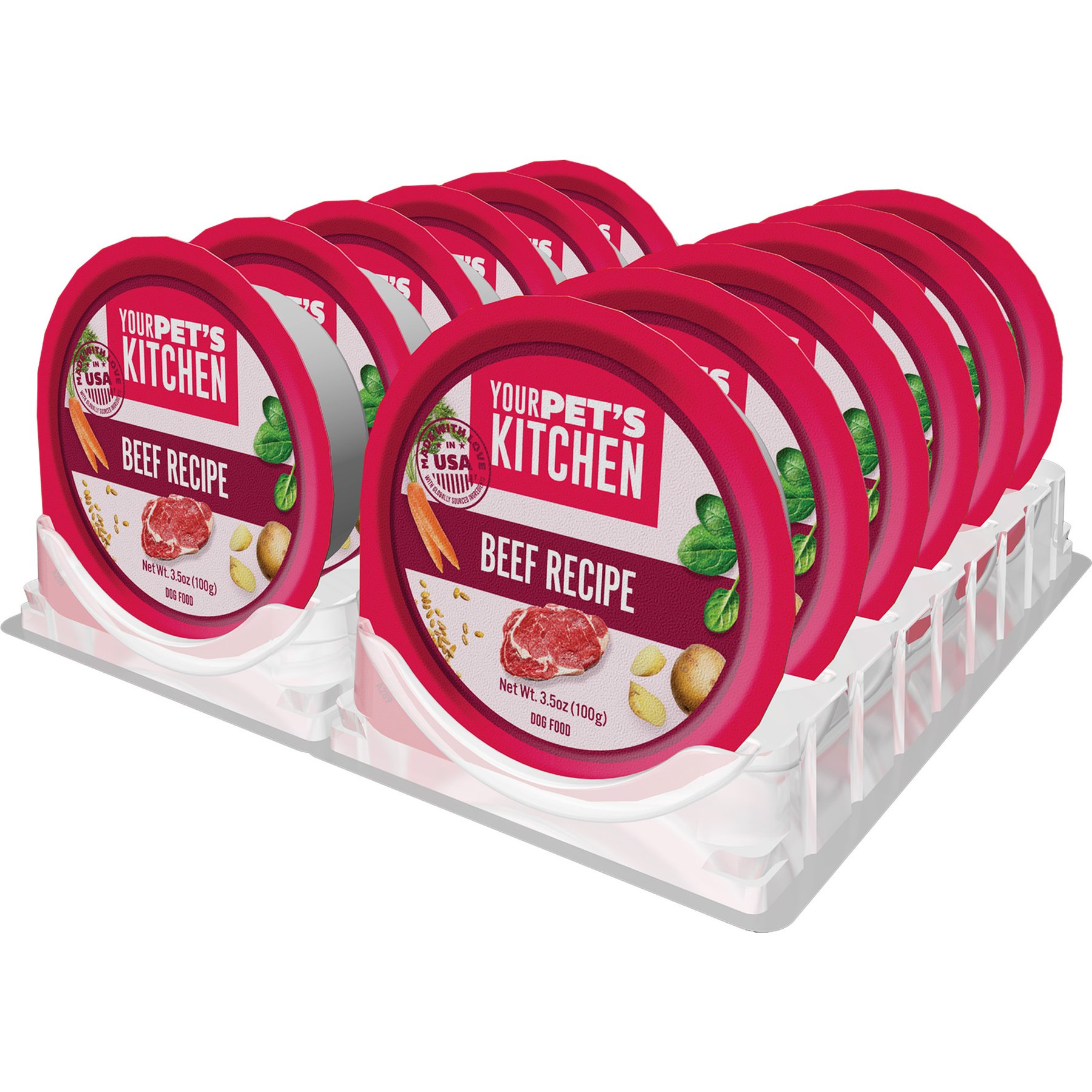 Your Pet's Kitchen Beef Recipe Wet Dog Food, 3.5-oz cup, case of 12