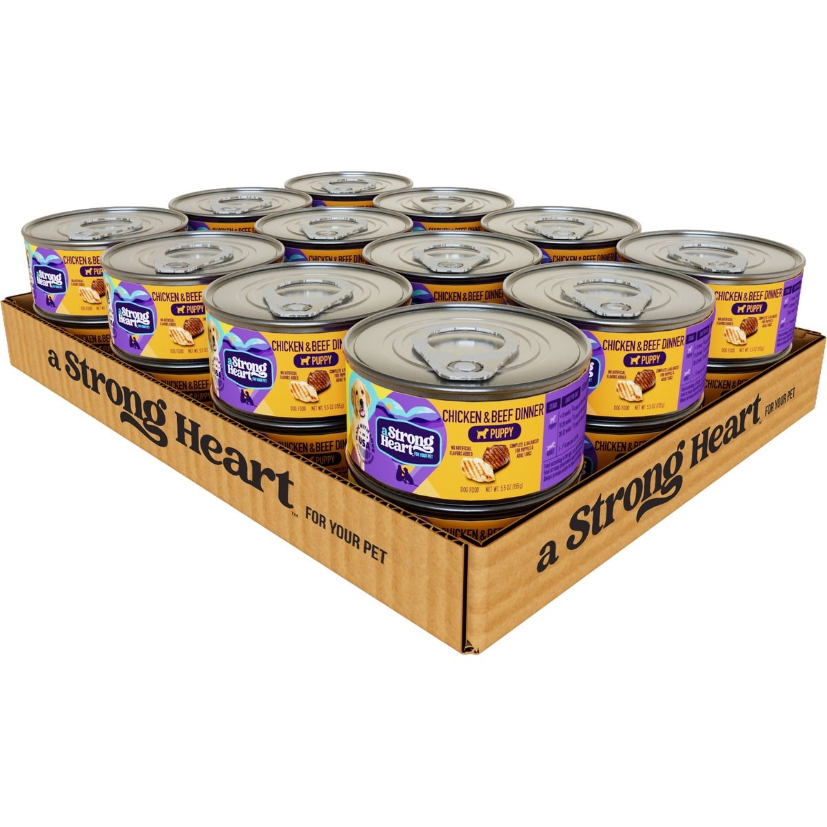 A Strong Heart Chicken & Beef Dinner Puppy Wet Dog Food, 5.5-oz can, case of 24